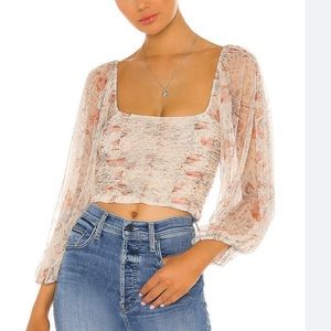 NWT Free People Lilia Floral Mesh Crop Top